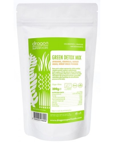 Pulbere mix green detox bio 200g - dragon superfoods