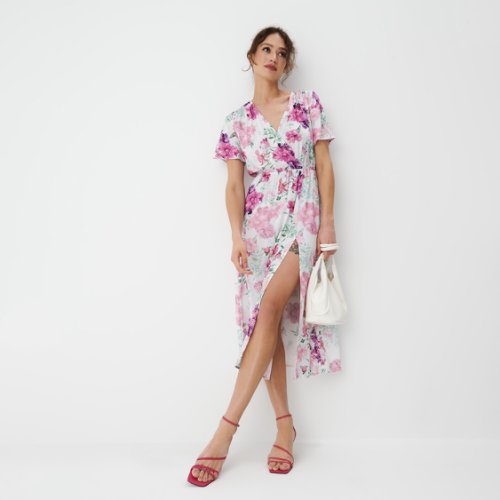 Mohito - rochie midi din viscoză cu imprimeu floral - alb